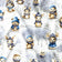 Cotton Fabric - Christmas Woodland Animals in Blue Hats