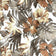 Cotton Fabric - Brown Monstera on White