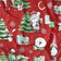 Cotton Fabric - Christmas Reindeer and Santa Claus, Red