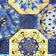 Cotton Fabric - Spanish Pattern, Gold and Navy blue