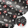 Water Resistant Fabric Oxford - Dog's paw, bowl and medal - Black