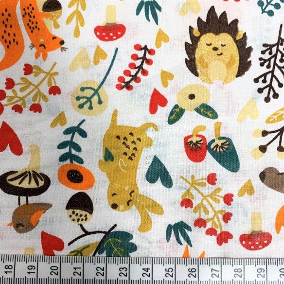 Cotton Fabric - Foxes and Hedgehogs