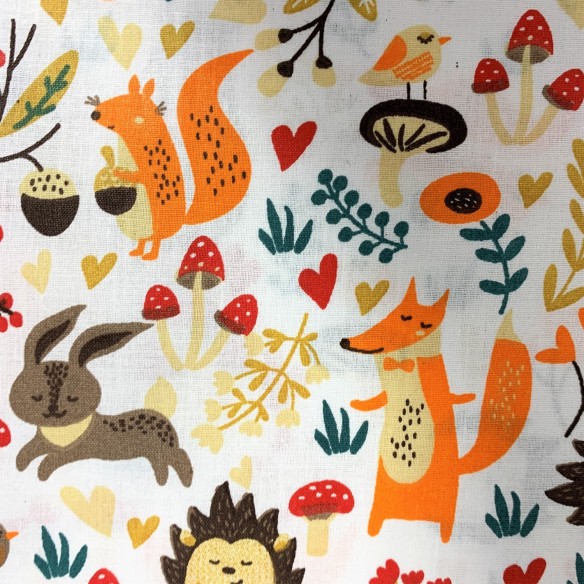 Cotton Fabric - Foxes and Hedgehogs