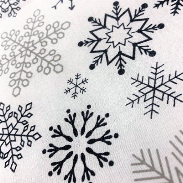Cotton Fabric - Christmas Snowflakes Anthracite