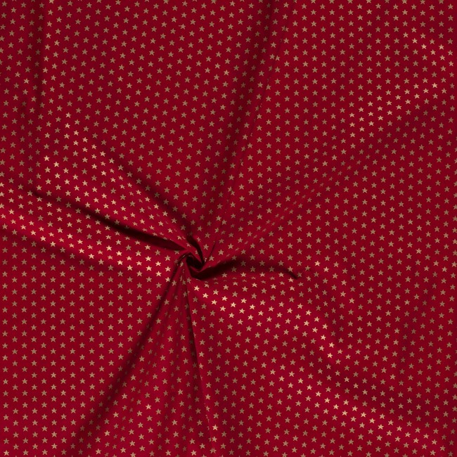 Premium Cotton - Christmas Gold Stars Red