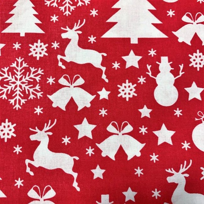 Ambesonne Christmas Fabric by The Yard, Traditional Reindeer Xmas Tree  Snowflake Border Knitted Seem Pattern, Decorative Fabric for Upholstery and  Home Accents, 10 Yards, Vermilion White