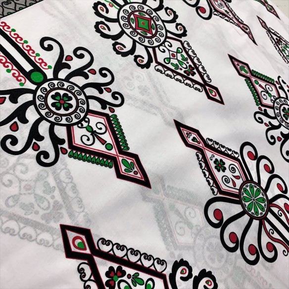 Cotton Fabric - Parzenica Highland Folklore Pattern Grey