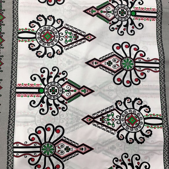 Cotton Fabric - Parzenica Highland Folklore Pattern Grey