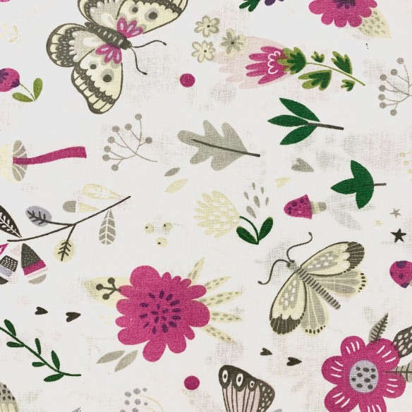 Cotton Fabric - Dragonflies moths and beetles