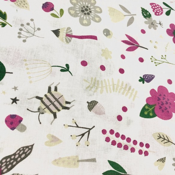Cotton Fabric - Dragonflies moths and beetles