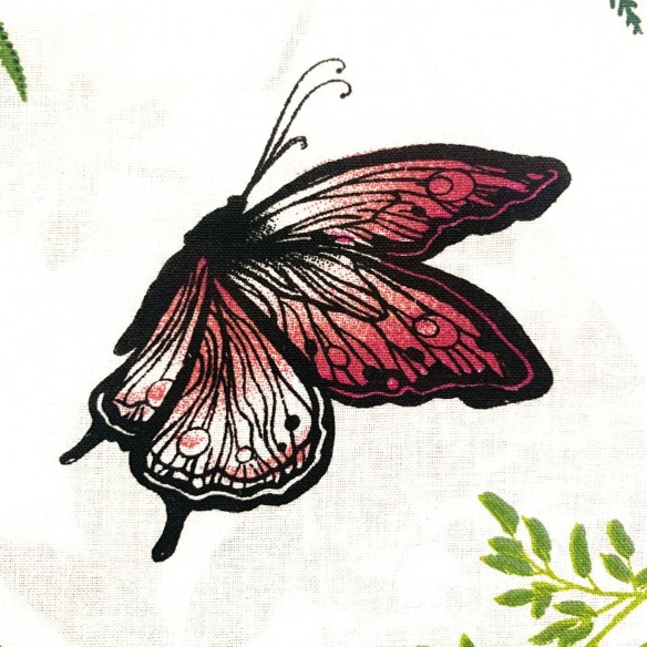 Cotton Fabric - Ferns and Butterflies