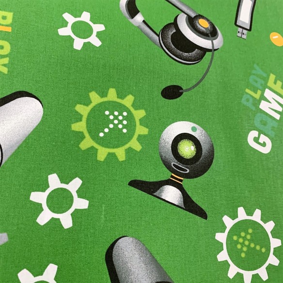 Cotton Fabric - Games Green