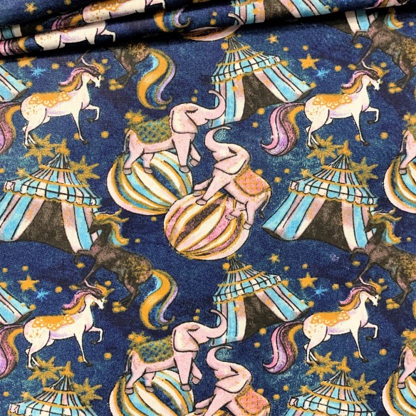 Cotton Fabric - Unicorns Circus Elephants