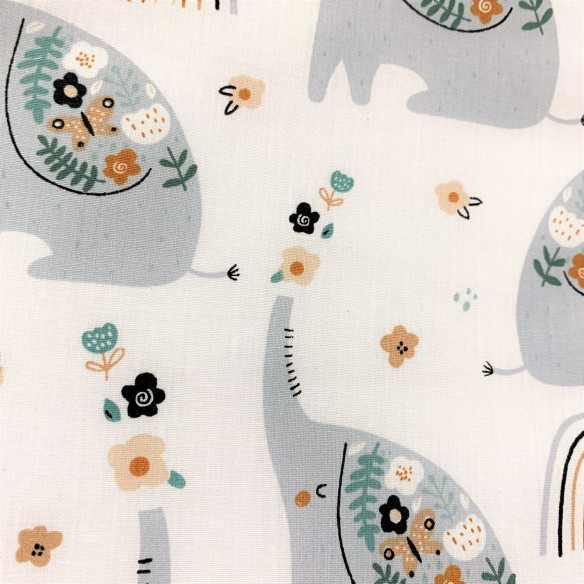Cotton Fabric - Elephants and Rainbows
