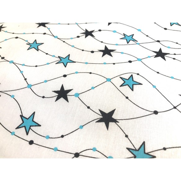Cotton Fabric - Stars on a Line Light Blue