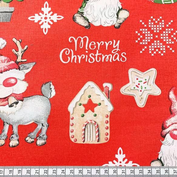 Cotton Fabric - Christmas Iced cottage