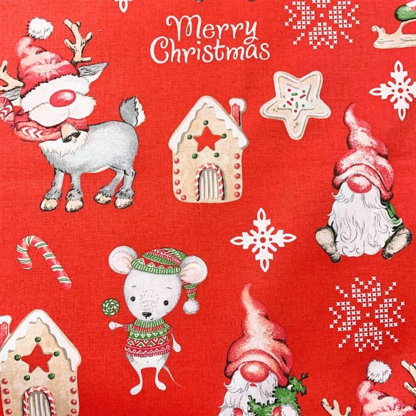 Cotton Fabric - Christmas Iced cottage