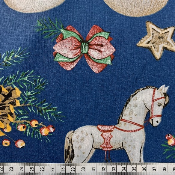 Bavlněná látka - Vánoční houpací koník