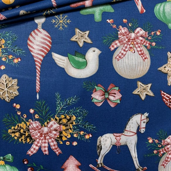 Cotton Fabric - Christmas rocking horse