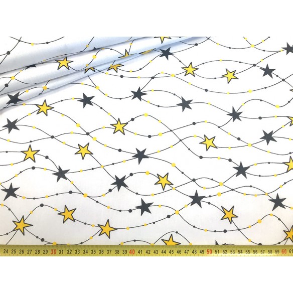 Cotton Fabric - Stars on a Line Yellow