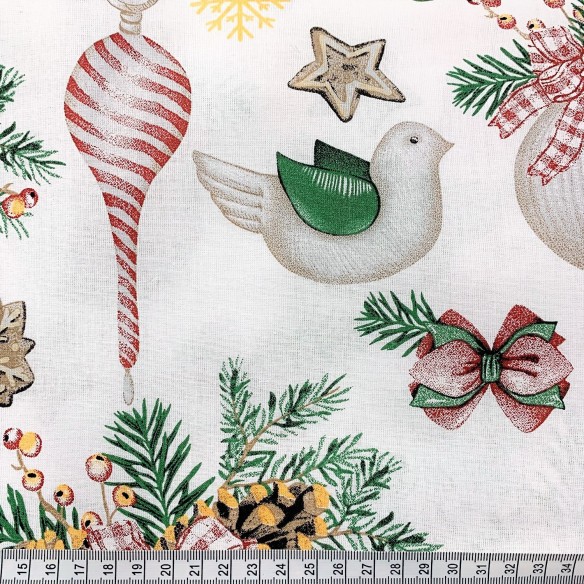 Cotton Fabric - Christmas rocking white