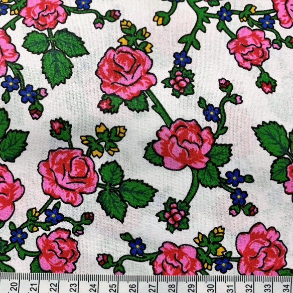 Cotton fabric - White highlander flowers II