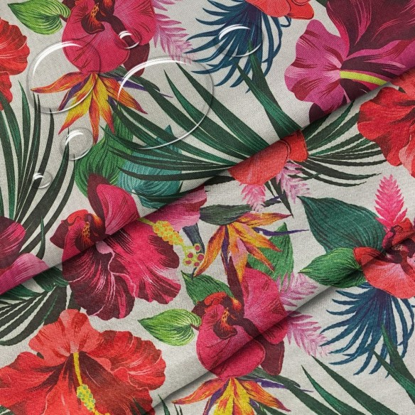 Water Resistant Fabric Oxford - Paradise Flowers