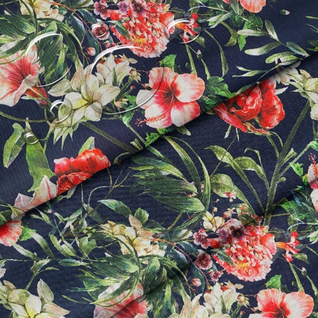 Water Resistant Fabric Oxford - Red Bouquet
