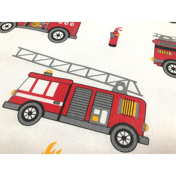 Cotton Fabric - Firefighter Patterns on White