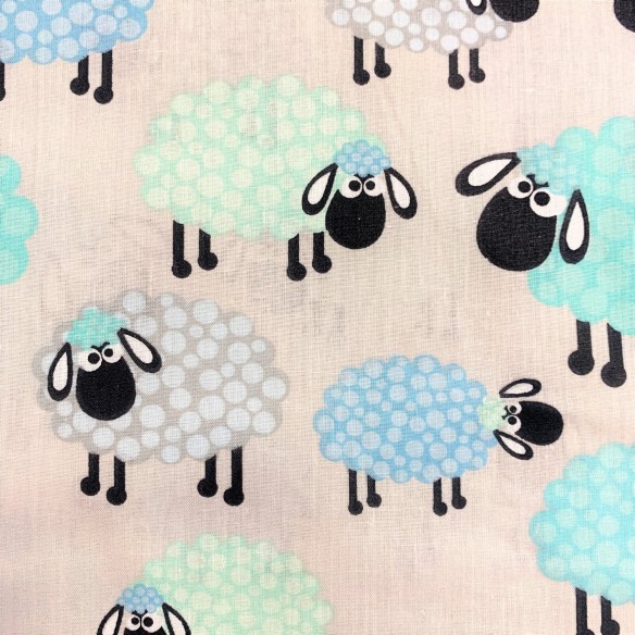 Cotton Fabric - Blue Sheep