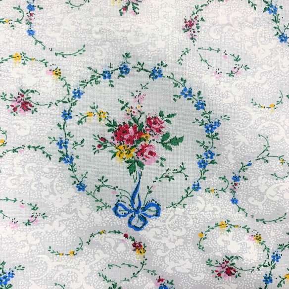 Cotton Fabric - flower wreath blue