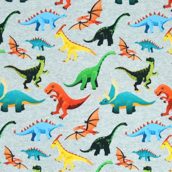 Printed Tracksuit Knitted Fabric French Terry - Dinosaurs