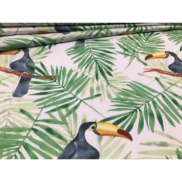 Cotton Fabric - Toucans on Green