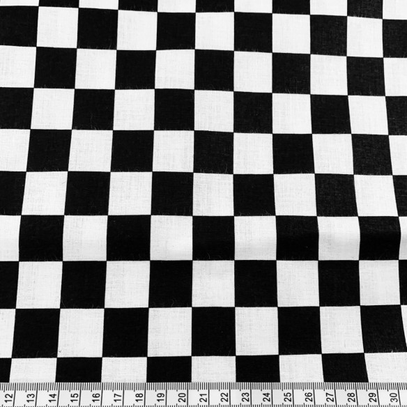 Cotton Fabric - White-Black Chessboard