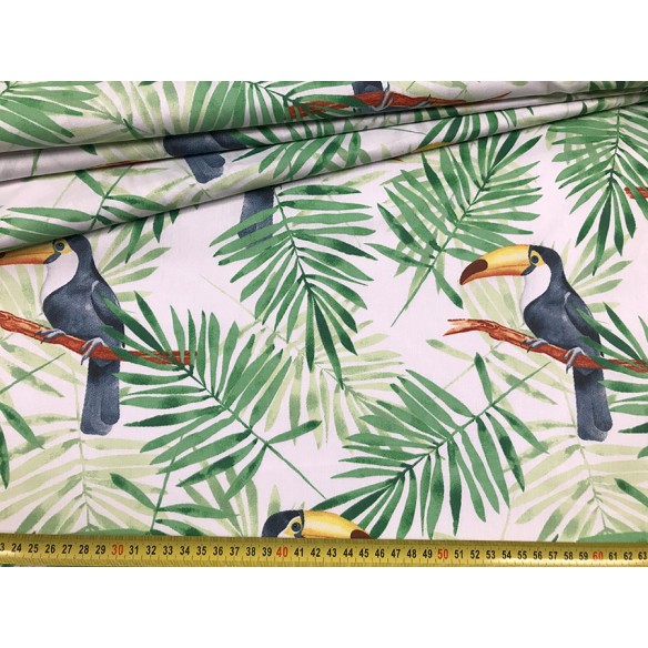 Cotton Fabric - Toucans on Green