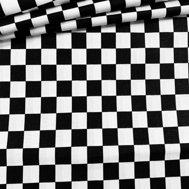 Cotton Fabric - White-Black Chessboard