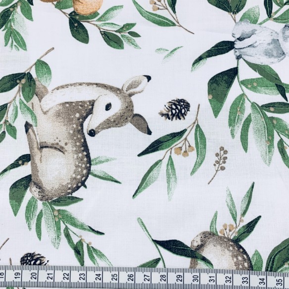 Cotton Fabric - Deer in the Leaves