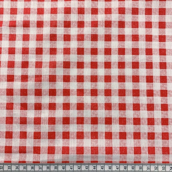 Cotton Fabric - Grid Red