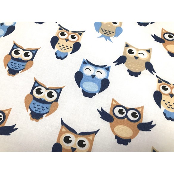 Cotton Fabric - Blue Owls