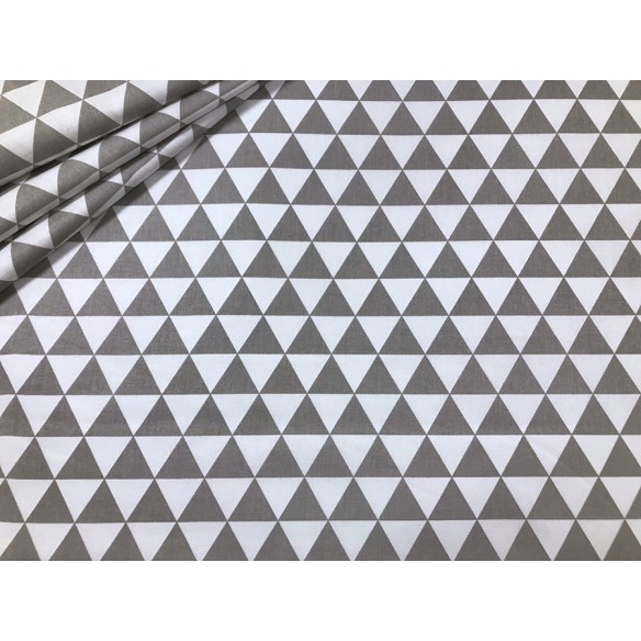 Cotton Fabric - Grey-White Triangles