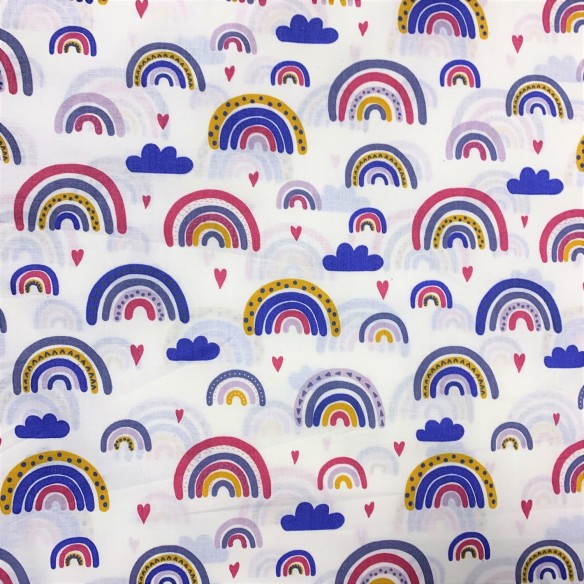 Cotton Fabric - Rainbows red and yellow