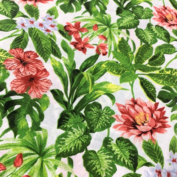 Cotton Fabric - Red lilies