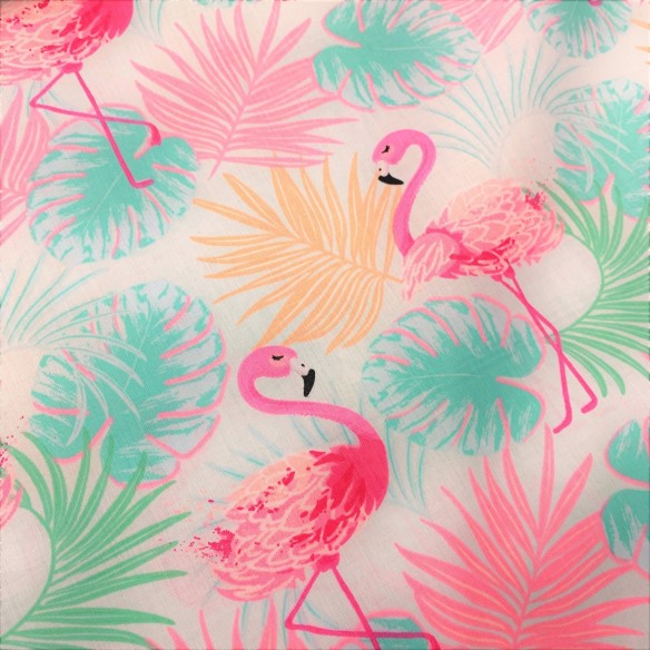 Cotton Fabric - Pastel flamingos