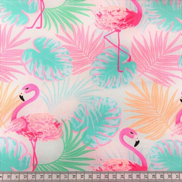 Cotton Fabric - Pastel flamingos
