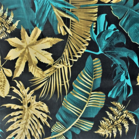 Bavlnená látka - Veľké zlato-zelené listy