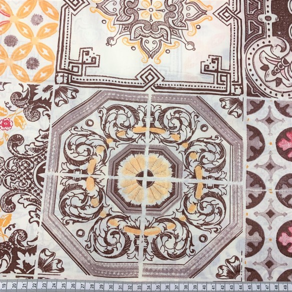 Cotton Fabric - Portuguese Tiles Gold