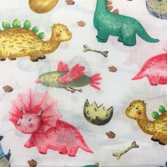 Cotton Fabric - Multicolor Dinosaurs
