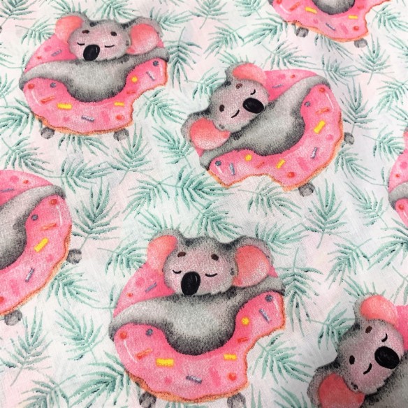 Cotton Fabric - Koala and Donut