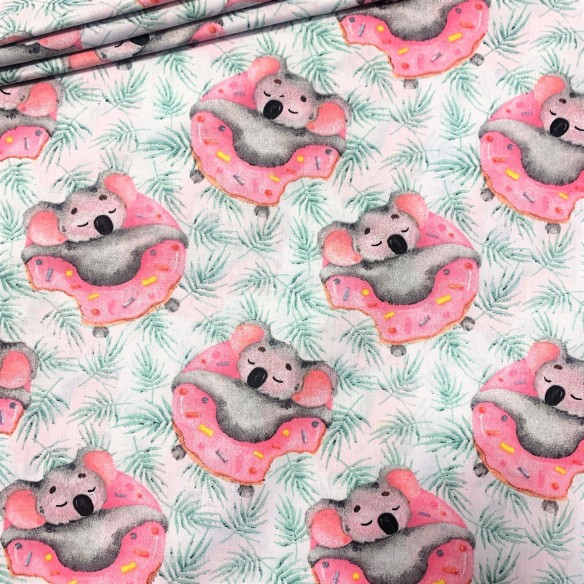 Cotton Fabric - Koala and Donut