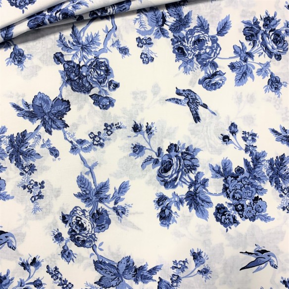 Cotton Fabric - Blue rose